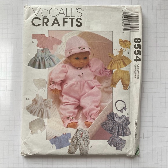 🪡 McCall’s Crafts Sewing Pattern Baby Dolls Clothes 8554 - Picture 4 of 4
